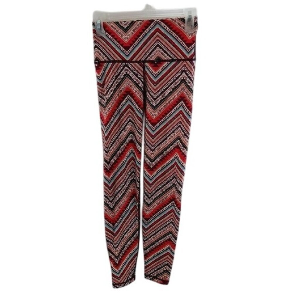 Aerie Womens Leggings Chevron Print Stretch Yoga Pants Size XS Red